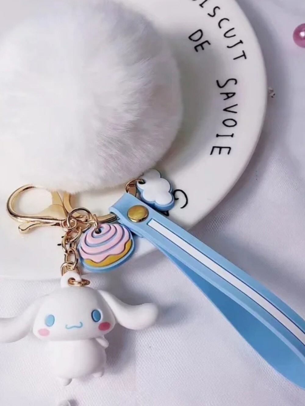 2/$20 Sanrio Cinnamoroll Plush Pom Pom Keychain With Strap
